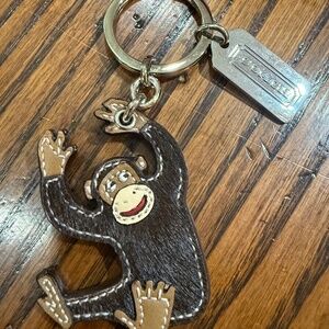Coach Monkey Leather Key Fob /Bag Charm